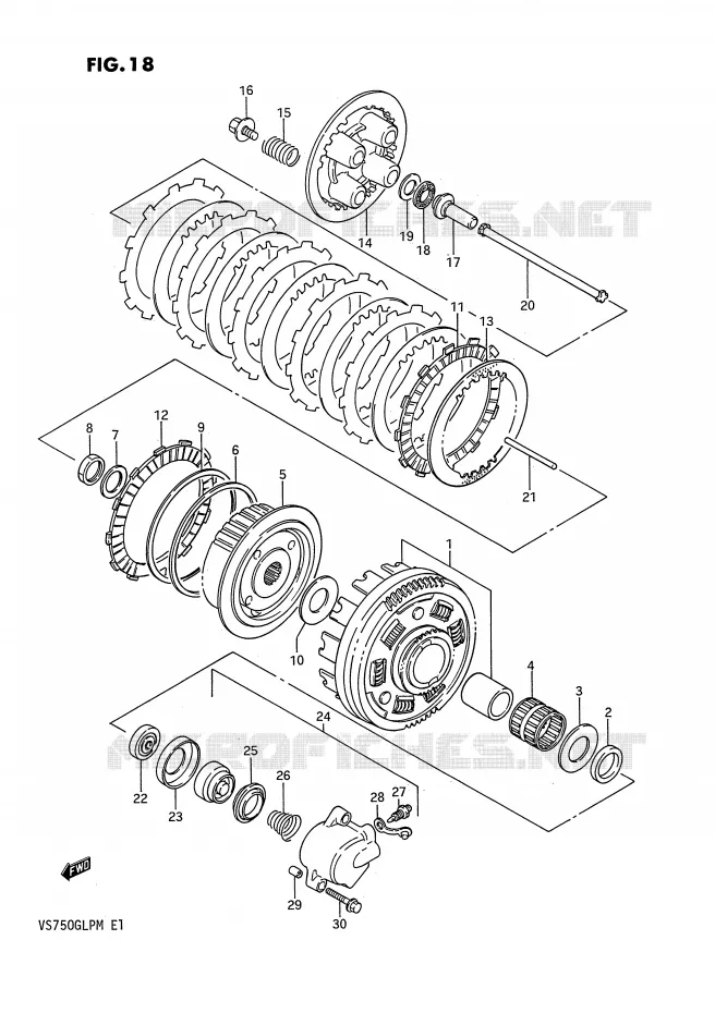 CLUTCH Suzuki MOTO 750 INTRUDER 1990  VS750GLPL(E1)