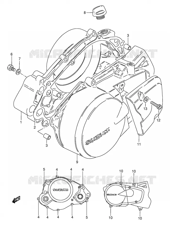 CRANKCASE COVER Suzuki MOTO 50 TS-W 1995  TS50WS(E6)