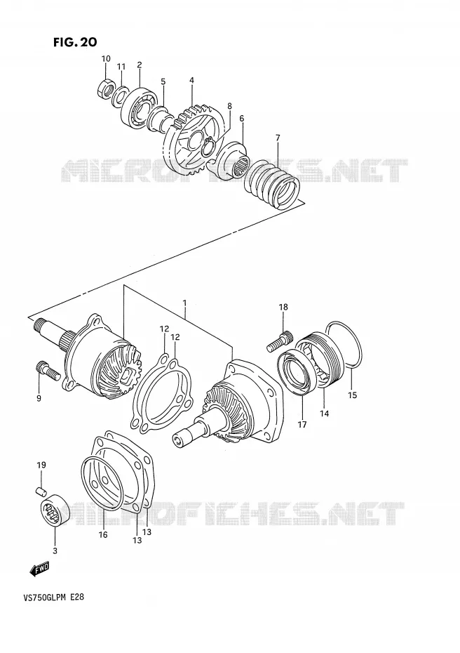 DRIVESHAFT (MODEL F/G) Suzuki MOTO 750 INTRUDER 1990  VS750GLPL(E28)