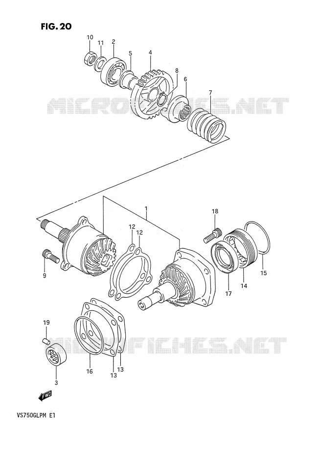 DRIVESHAFT (MODEL F) Suzuki MOTO 750 INTRUDER 1990  VS750GLPL(E1)
