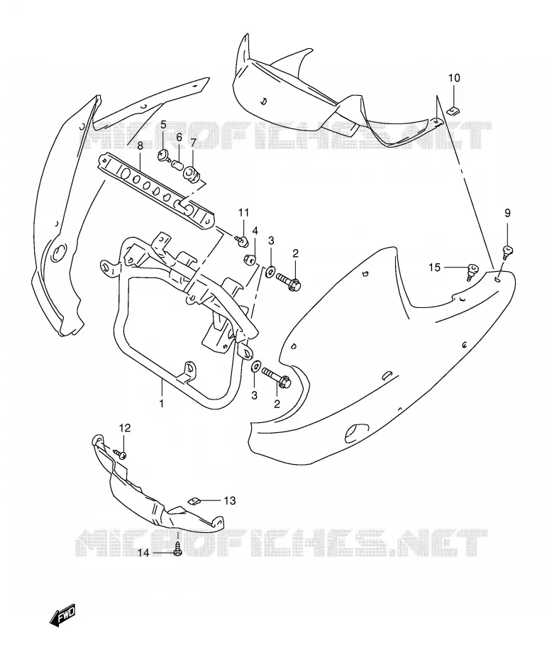 FAIRING INSTALLATION PARTS (MODEL V/W/X) Suzuki MOTO 650 FREEWIND 2001  XF650UK1(E2)