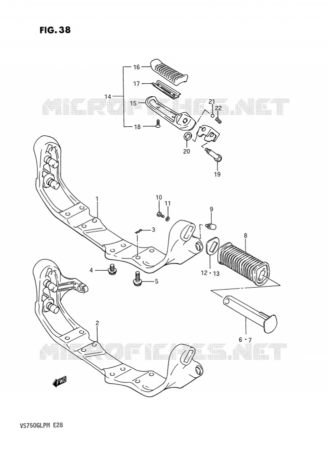 FOOTREST (MODEL F/G) Suzuki MOTO 750 INTRUDER 1987  VS750GLPH(E28)