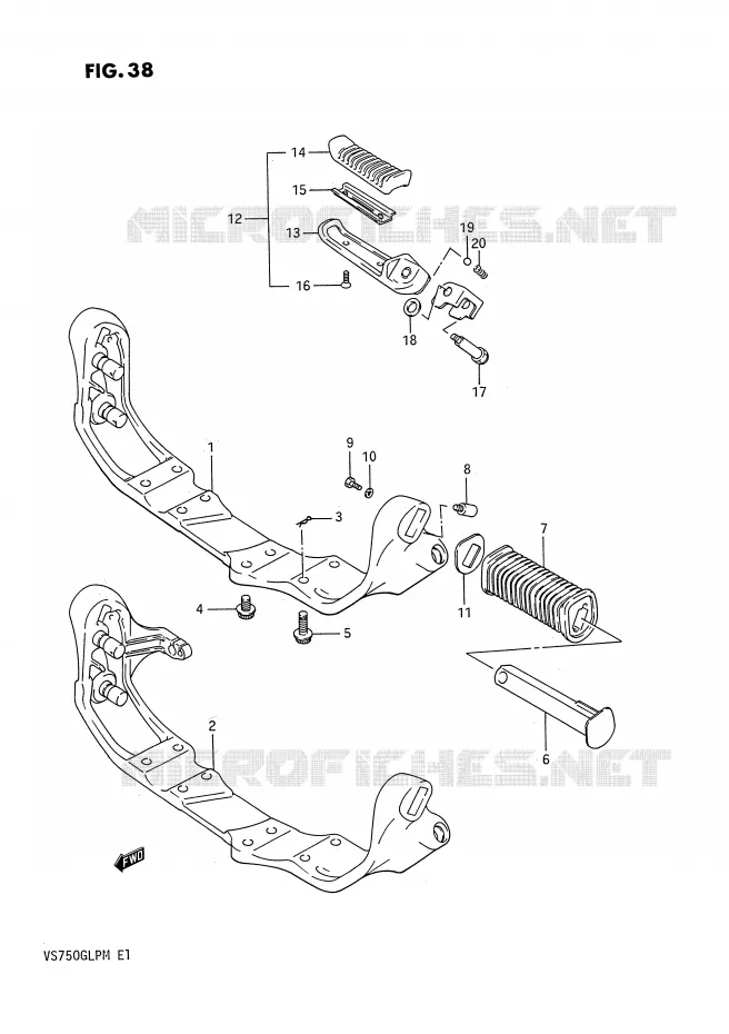 FOOTREST (MODEL F/G) Suzuki MOTO 750 INTRUDER 1991  VS750GLFM(E1)