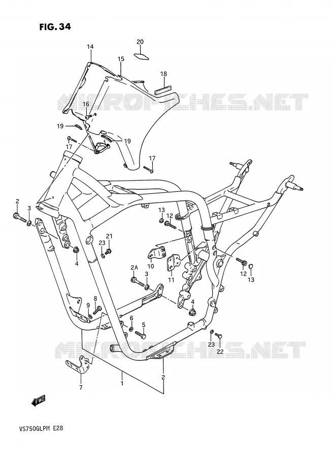 FRAME (MODEL F/G) Suzuki MOTO 750 INTRUDER 1987  VS750GLPH(E28)