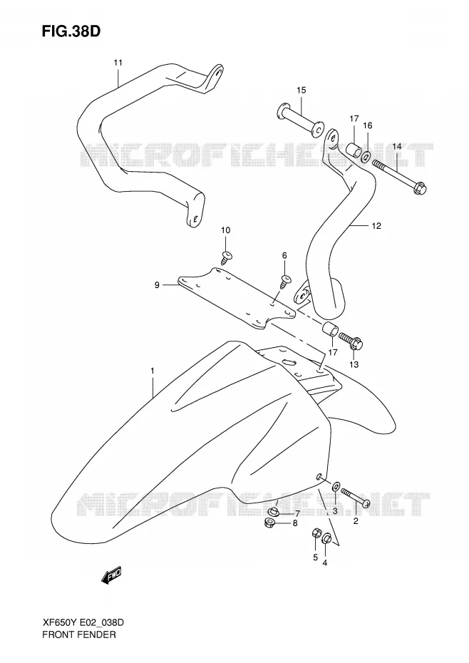 FRONT FENDER (MODEL K1) Suzuki MOTO 650 FREEWIND 1998  XF650W(E2)