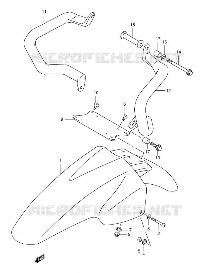FRONT FENDER (MODEL W) Suzuki MOTO 650 FREEWIND 2001  XF650UK1(E2)