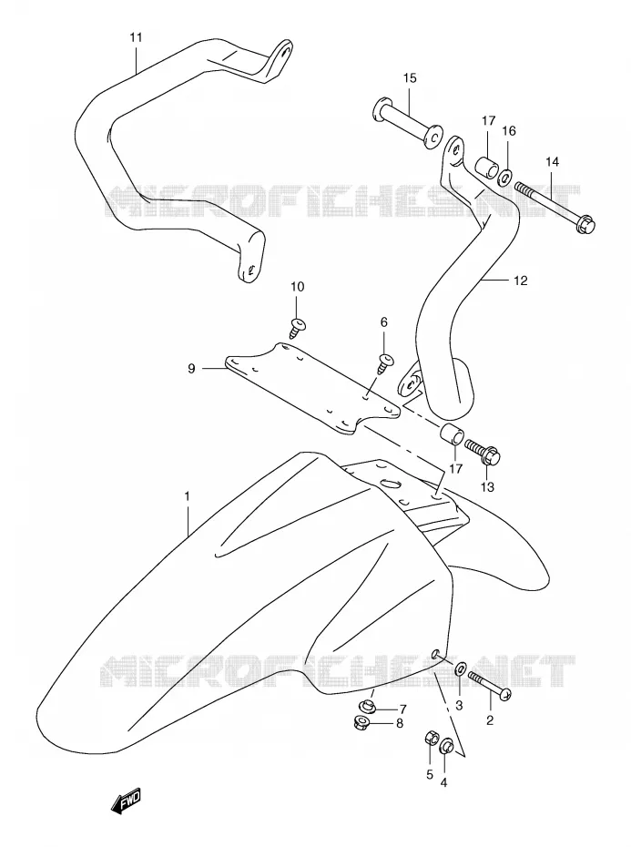 FRONT FENDER (MODEL Y) Suzuki MOTO 650 FREEWIND 1998  XF650UW(E2)
