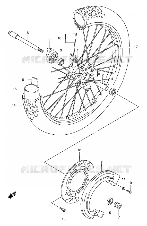 FRONT WHEEL  (MODEL L/M/N/P/R) Suzuki MOTO 125 TS-R 1990  TS125RL(E2)