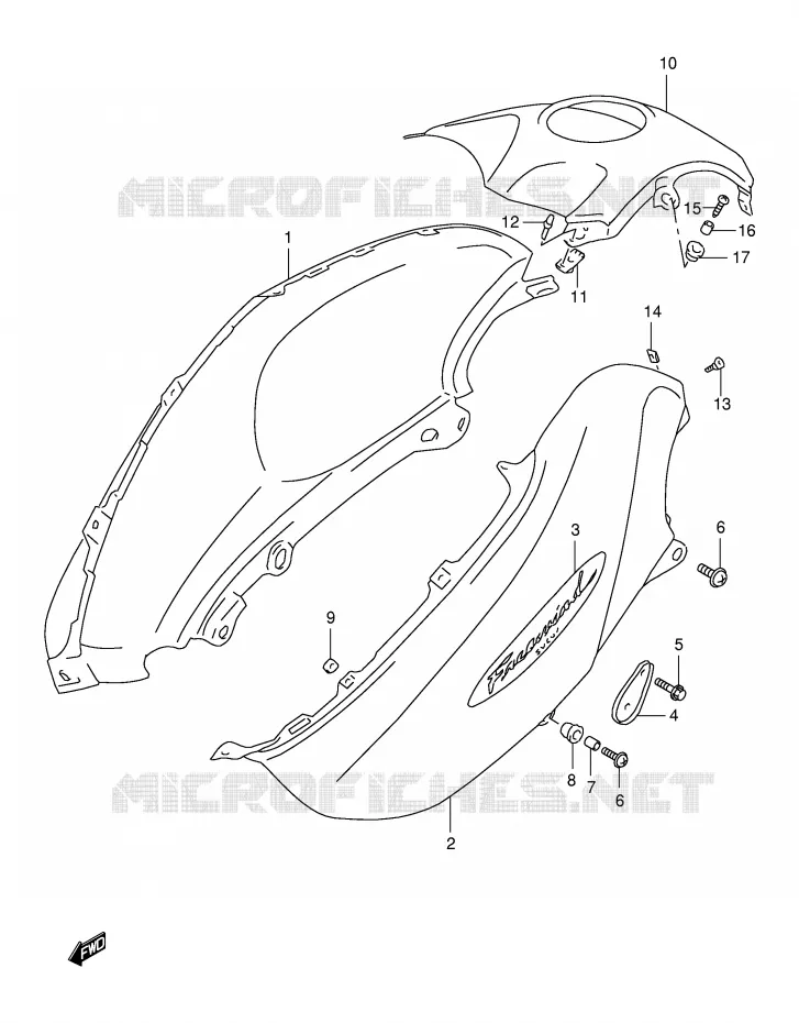 FUEL TANK COVER (MODEL W) Suzuki MOTO 650 FREEWIND 1997  XF650UV(E2)