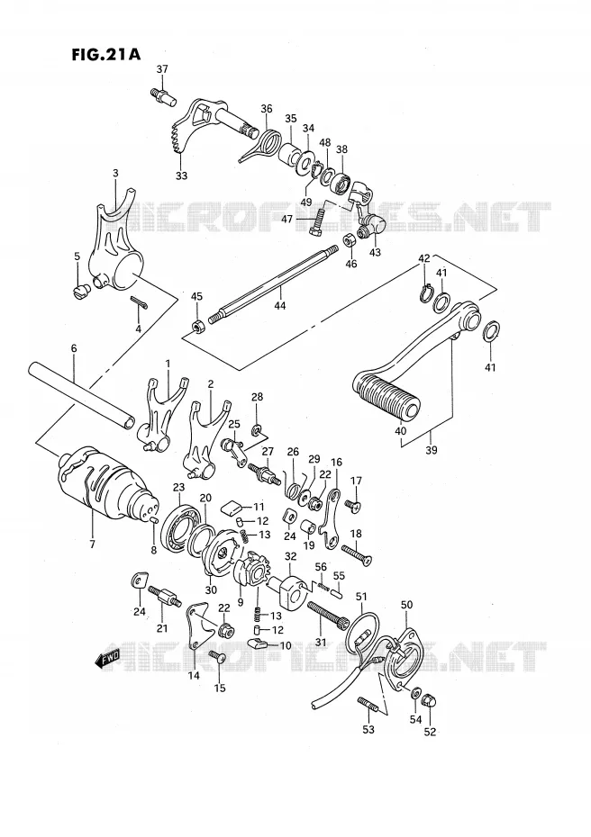 GEAR SHIFTING ASSY (MODEL M/N/P/R/S E2,E4,E17,E21,E22,E24,E34) Suzuki MOTO 1400 INTRUDER 1987  VS1400GLPH(E2)