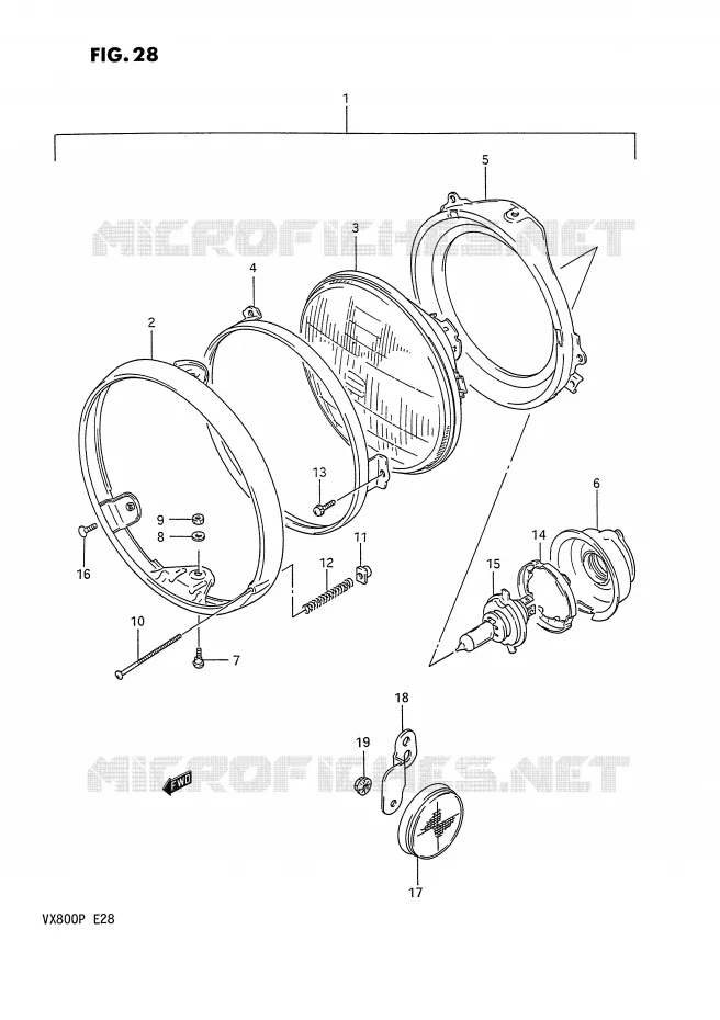 HEADLIGHT (MODEL L/M/N) Suzuki MOTO 800 VX 1992  VX800N(E28)
