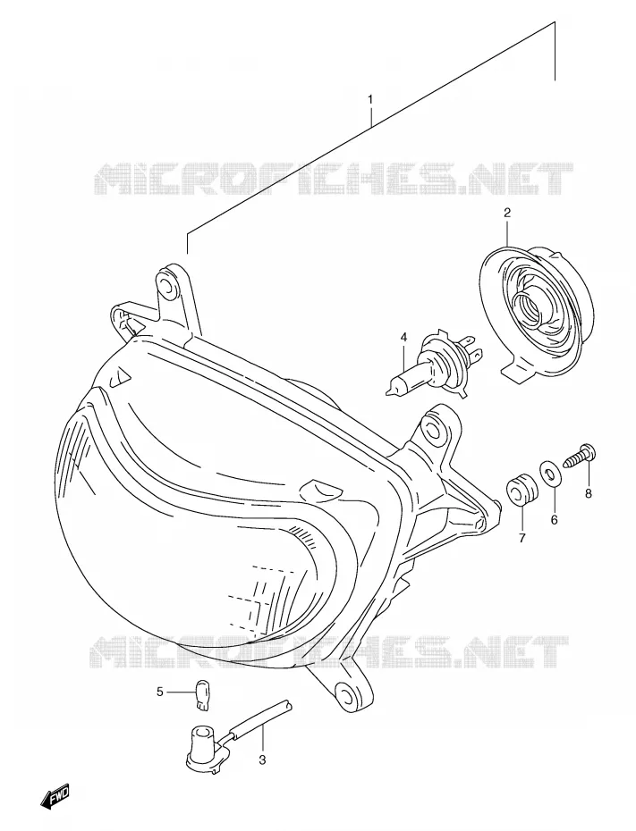 HEADLIGHT (MODEL V/W/X E2,E24) Suzuki MOTO 650 FREEWIND 1998  XF650UW(E2)