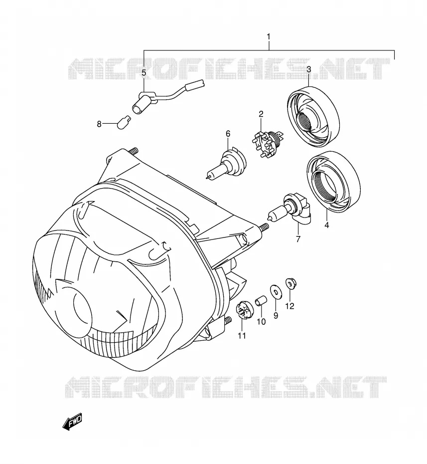 HEADLIGHT (MODEL Y/K1 E2,E24) Suzuki MOTO 650 FREEWIND 1997  XF650V(E2)