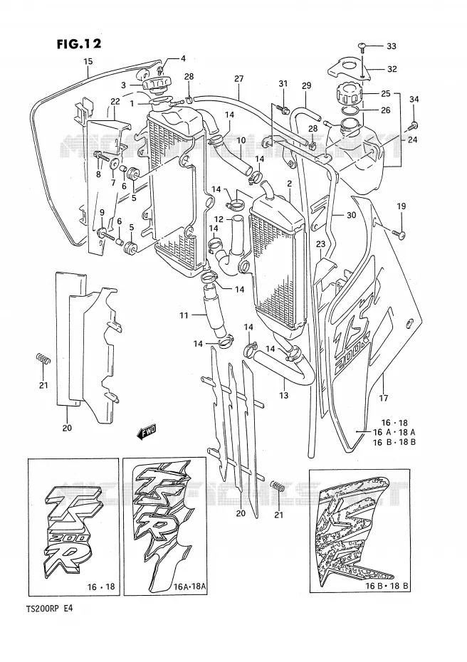RADIATOR Suzuki MOTO 200 TS-R 1991  TS200RM(E4)