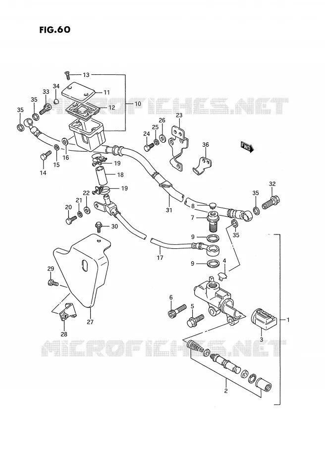 REAR BRAKE MASTER CYLINDER (MODEL H/J/K/L/M/N/P/R) Suzuki MOTO 1400 INTRUDER 1990  VS1400GLPL(E2)