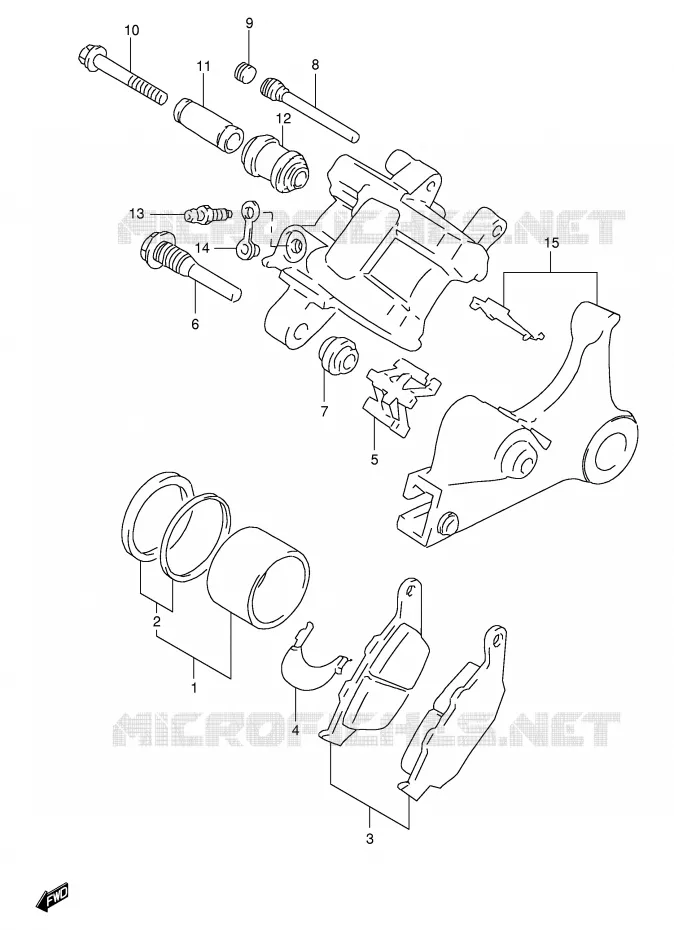 REAR CALIPER (MODEL X/Y/K1) Suzuki MOTO 650 FREEWIND 2001  XF650K1(E2)