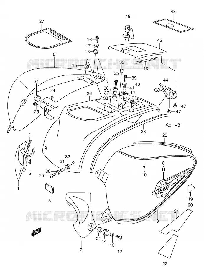 REAR FAIRING (MODEL K1) Suzuki MOTO 1500 INTRUDER 2002  VL1500K2(E2)