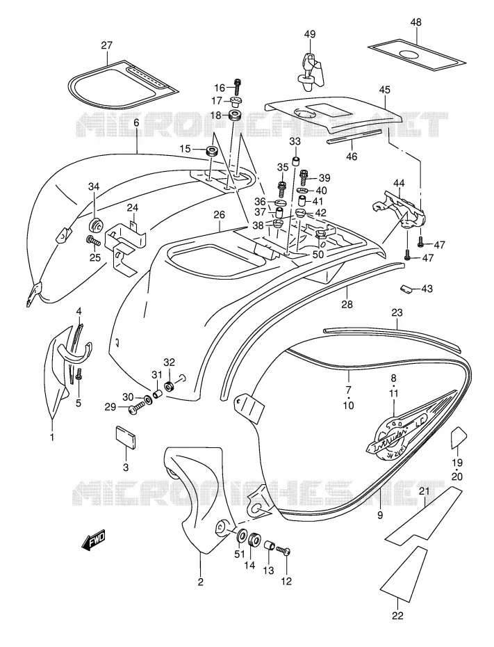 REAR FAIRING (MODEL Y) Suzuki MOTO 1500 INTRUDER 2002  VL1500K2(E2)