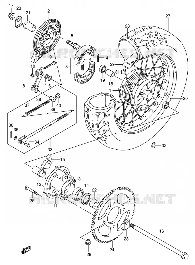 REAR WHEEL Suzuki MOTO 125 INTRUDER 2007  VL125K7(E2)