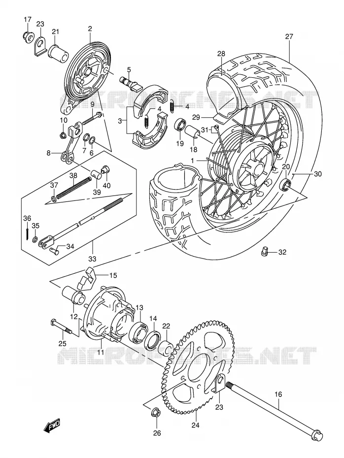 REAR WHEEL Suzuki MOTO 250 INTRUDER 2002  VL250K2(E2)