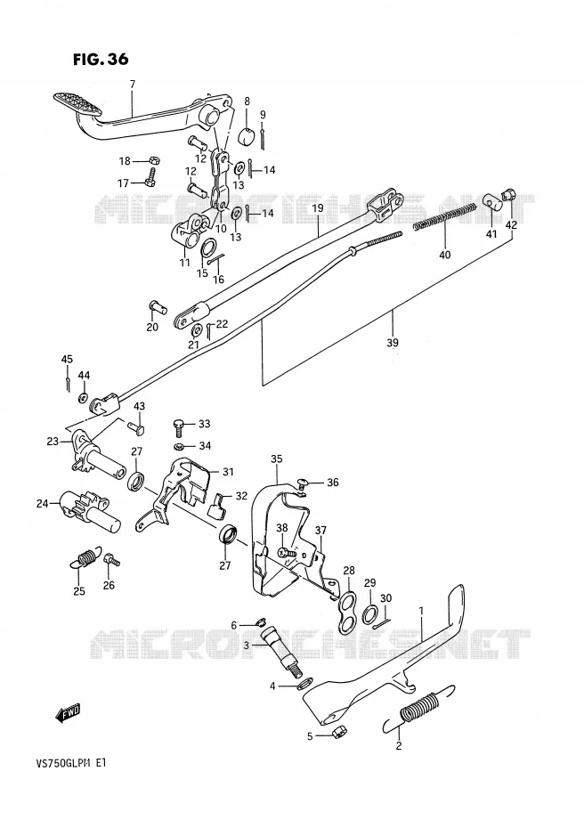 SIDE STAND - REAR BRAKE PEDAL (MODEL F) Suzuki MOTO 750 INTRUDER 1990  VS750GLPL(E1)