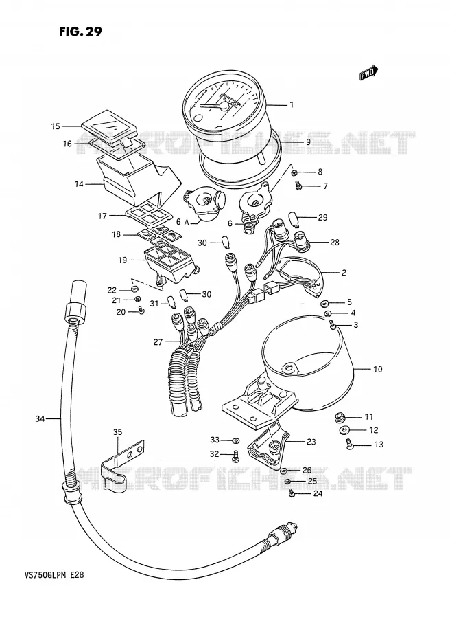 SPEEDOMETER Suzuki MOTO 750 INTRUDER 1987  VS750GLPH(E28)