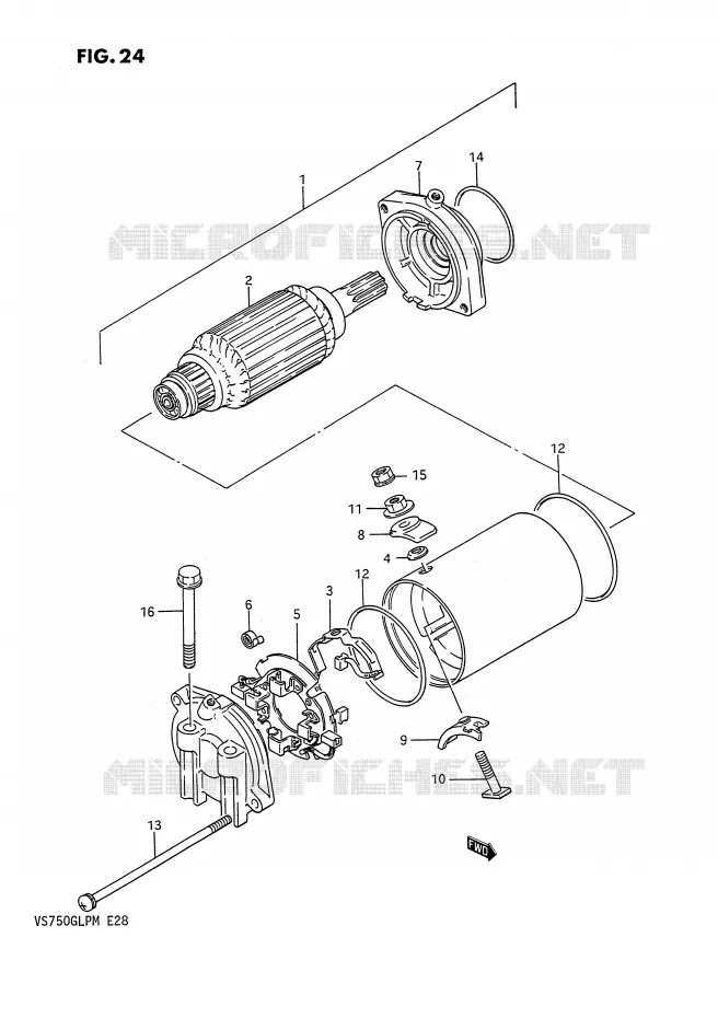 STARTER MOTOR (MODEL F/G/H/J/K/L) Suzuki MOTO 750 INTRUDER 1987  VS750GLPH(E28)