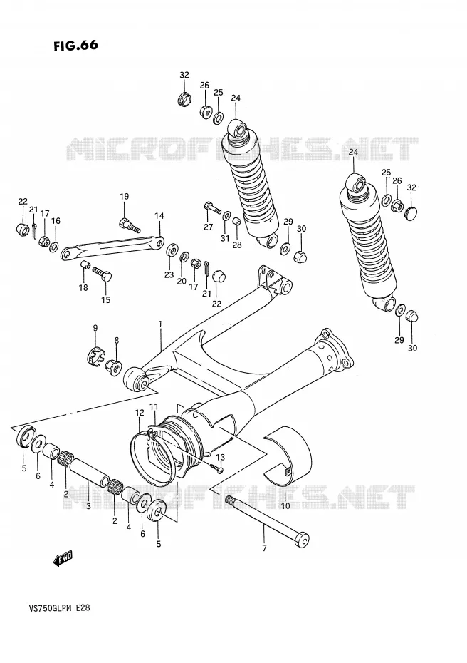 SWINGARM (MODEL H/J/K/L/M) Suzuki MOTO 750 INTRUDER 1987  VS750GLPH(E28)