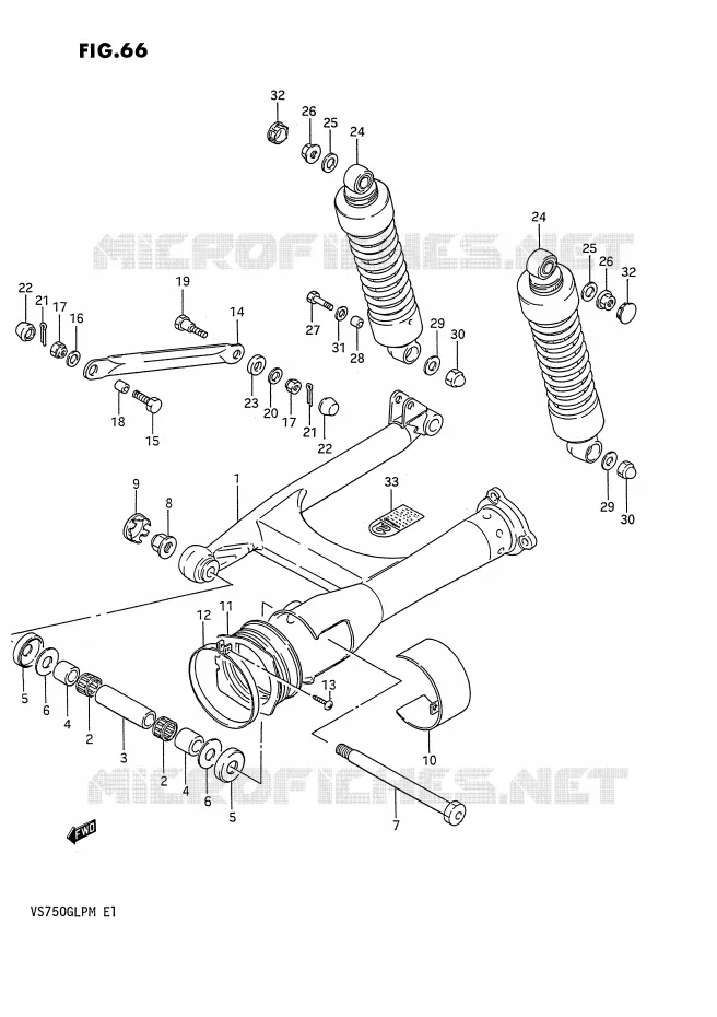 SWINGARM (MODEL H/J/K/L/M) Suzuki MOTO 750 INTRUDER 1990  VS750GLPL(E1)