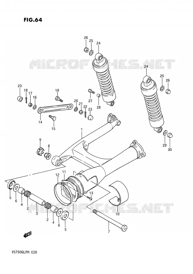 SWINGARM (VS750GLF/GLFG/GLPG ~F.NO.100109) Suzuki MOTO 750 INTRUDER 1987  VS750GLPH(E28)
