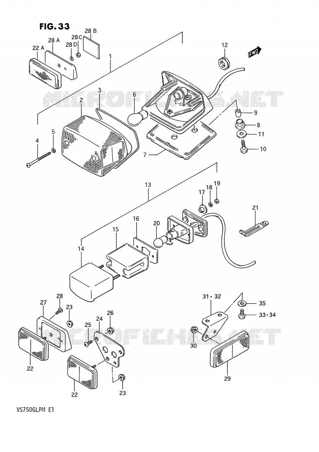 TAIL LIGHT (EXCEPT : MODEL F,MODEL K/L/M E1,E24) Suzuki MOTO 750 INTRUDER 1987  VS750GLPH(E1)