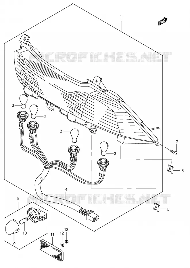 TAIL LIGHT (MODEL K2/K3) Suzuki SCOOTER 150 BURGMAN 2003  UH150K3(P19)