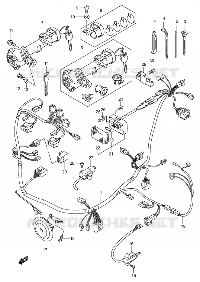 WIRING HARNESS (MODEL K2/K3) Suzuki SCOOTER 150 BURGMAN 2002  UH150K2(P19)