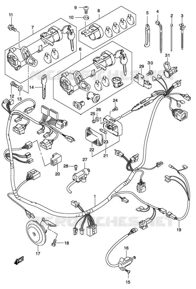WIRING HARNESS (MODEL K4/K5) Suzuki SCOOTER 150 BURGMAN 2005  UH150K5(P19)