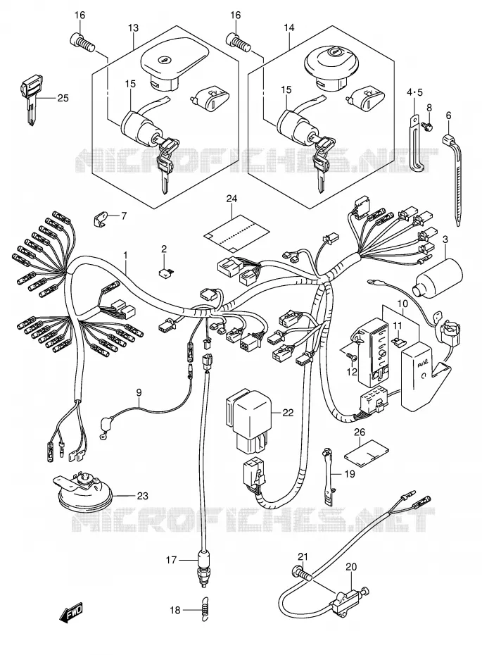 WIRING HARNESS (MODEL K5) Suzuki MOTO 800 INTRUDER 2002  VS800GLK2(E3/E28)