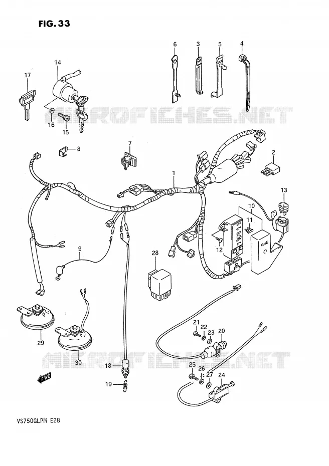 WIRING HARNESS Suzuki MOTO 750 INTRUDER 1987  VS750GLPH(E28)