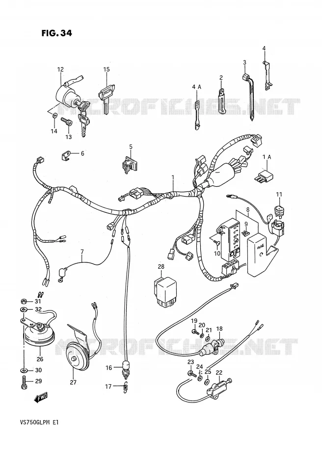 WIRING HARNESS Suzuki MOTO 750 INTRUDER 1990  VS750GLPL(E1)