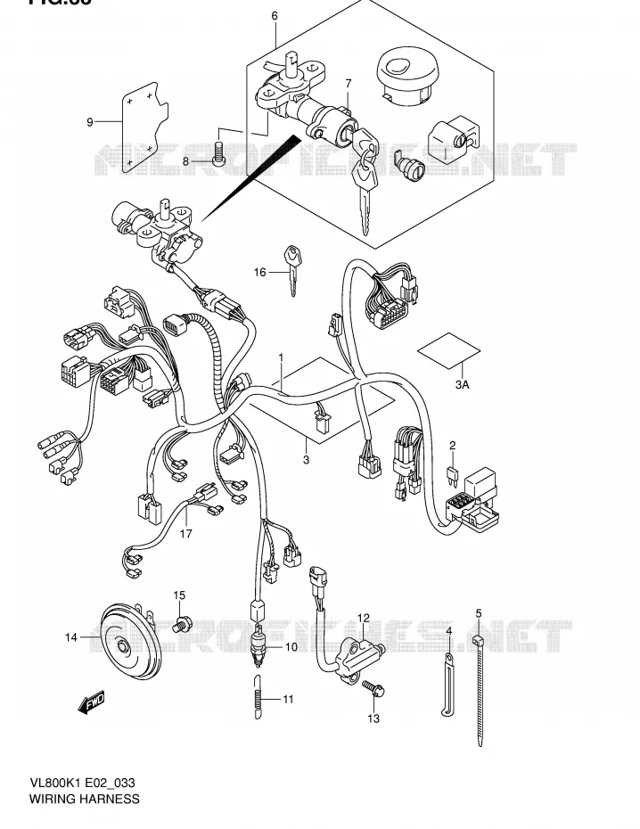 WIRING HARNESS (VL800K1/K2) Suzuki MOTO 800 VOLUSIA 2003  VL800ZK3(E2)