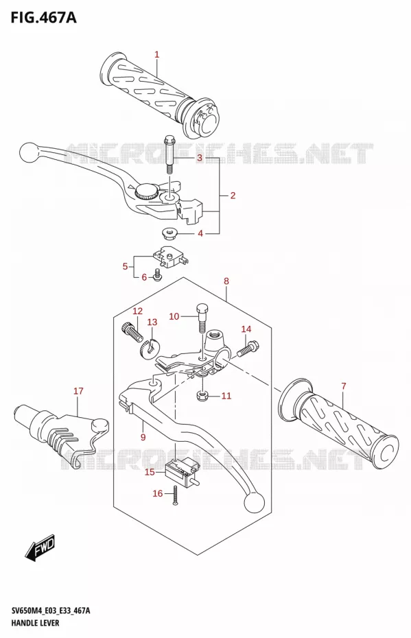 LEVERS - HANDGRIPS Suzuki MOTO 650 SV 2024  SV650AM4 E28 2024 M4 (E28)