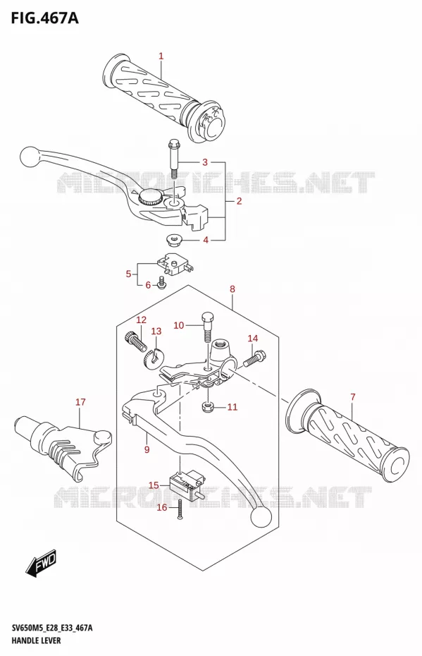 LEVERS - HANDGRIPS Suzuki MOTO 650 SV 2025  SV650A 2025 M5 (E28)