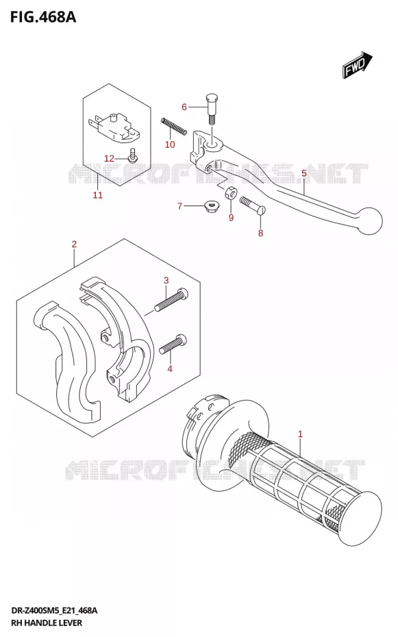 RIGHT LEVER - THROTTLE GRIP Suzuki MOTO 400 DR-Z 2025  DR-Z400S 2025 M5 (E21)