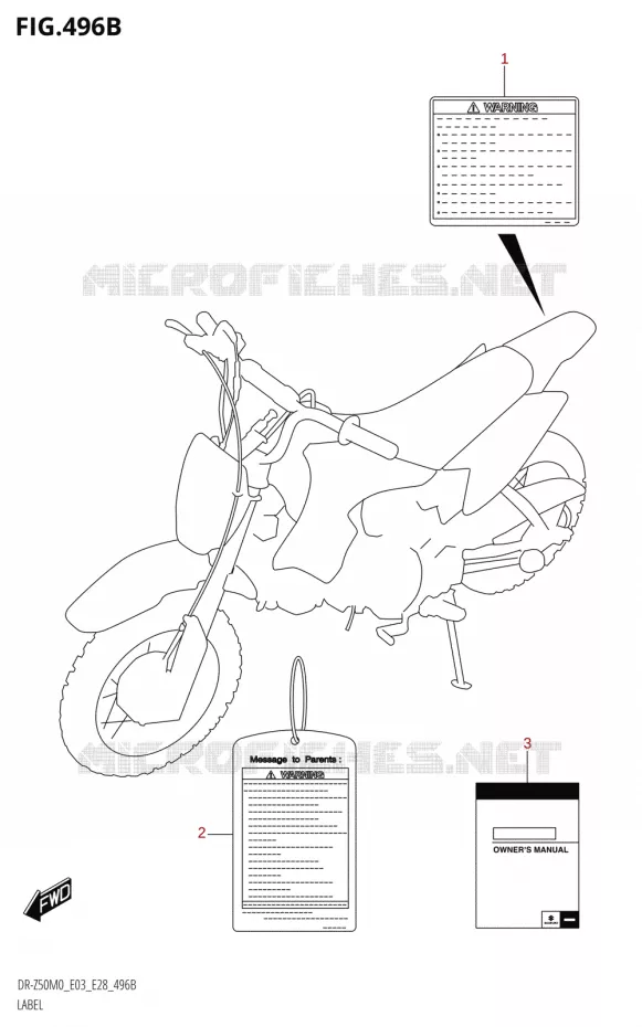 LABEL (DR-Z50:M0:E28) Suzuki MOTO 50 DR 2020  DR-Z50 2020 M0 (E28)