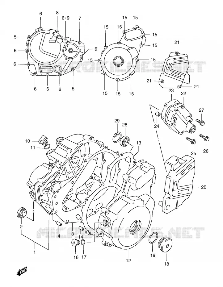 CRANKCASE COVER Suzuki MOTO 650 FREEWIND 1999  XF650X(E2)