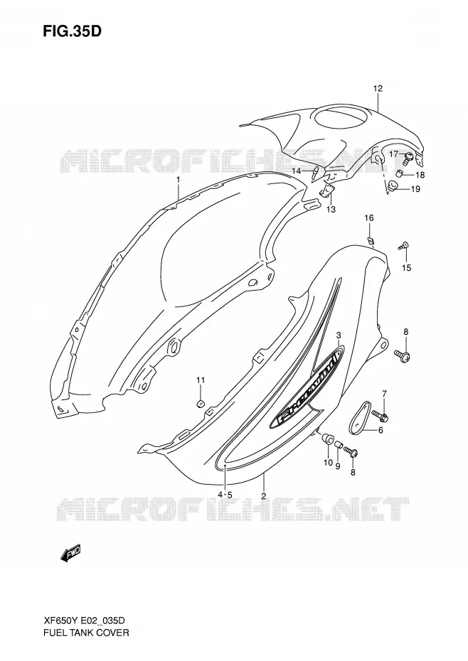 FUEL TANK COVER (MODEL K1) Suzuki MOTO 650 FREEWIND 1998  XF650UW(E2)