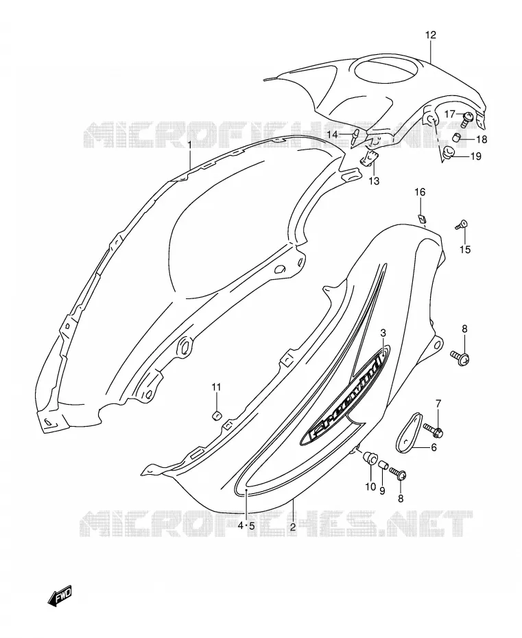 FUEL TANK COVER (MODEL Y) Suzuki MOTO 650 FREEWIND 1999  XF650X(E2)