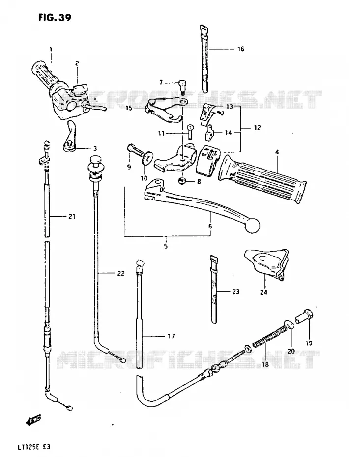 HANDLE SWITCH - CONTROL CABLE (MODEL D) Suzuki QUAD 125 QUADRUNNER 1983  LT125D(E3)