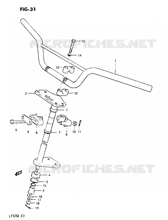 HANDLEBAR - STEERING (MODEL D) Suzuki QUAD 125 QUADRUNNER 1983  LT125D(E3)