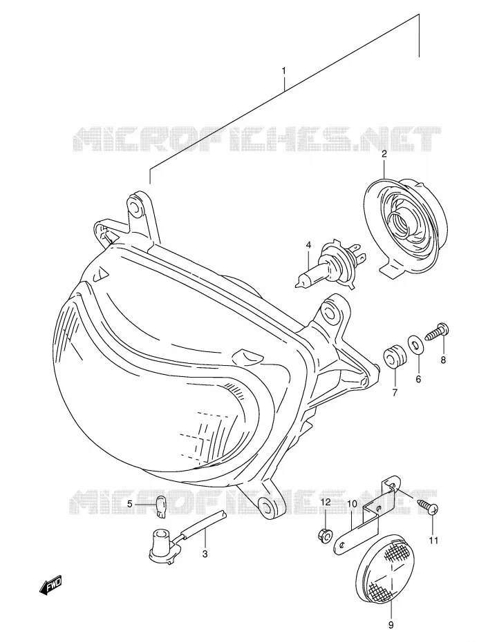 HEADLIGHT (MODEL V/W/X E4,E17,E18,E22,E25,E34,P9,P37) Suzuki MOTO 650 FREEWIND 2000  XF650UY(E2)