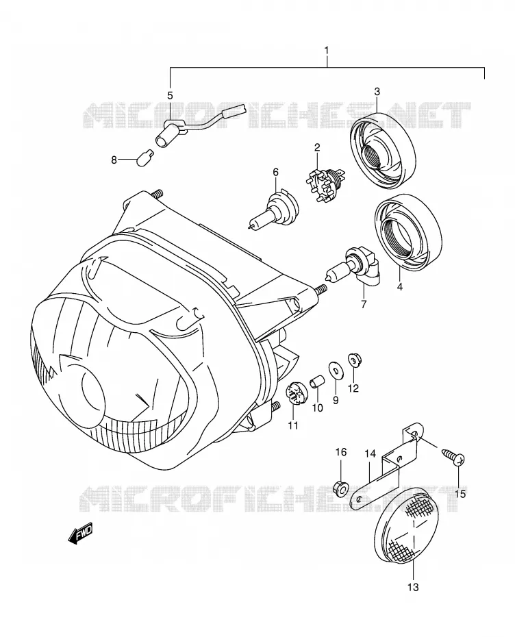 HEADLIGHT (MODEL Y/K1 E4,E17,E18,E22,E25,E34,E54,P9,P37) Suzuki MOTO 650 FREEWIND 2000  XF650Y(E2)