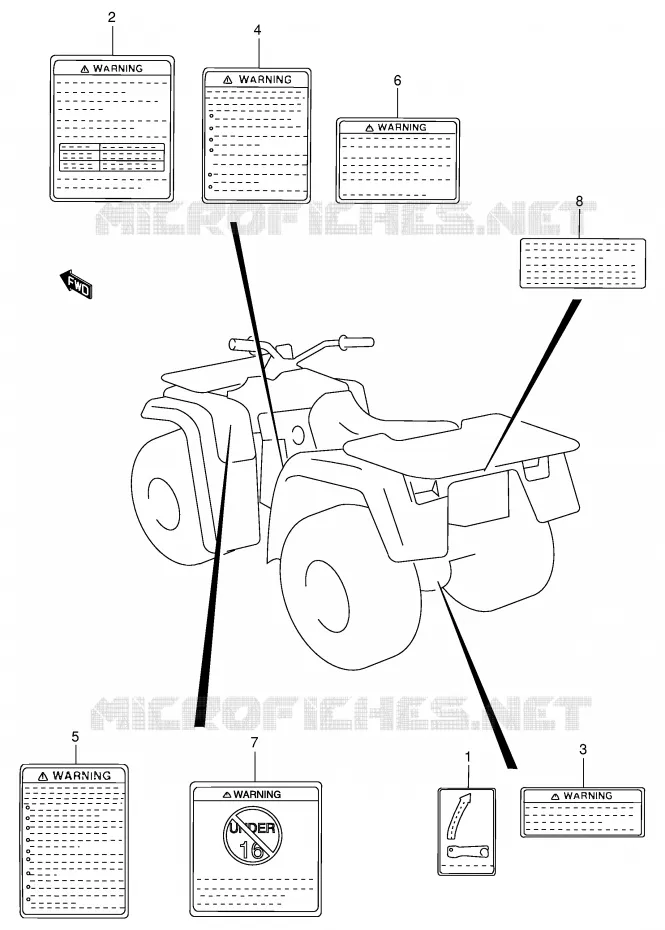 LABEL (MODEL W) Suzuki QUAD 500 VINSON 2002  LT-F500FK2(E3/E28)